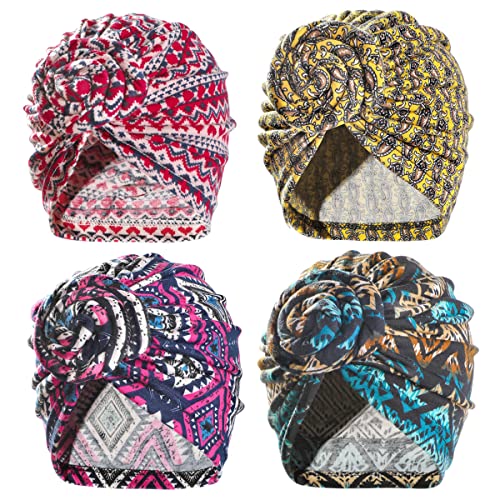 Image of KYNARI Turban Head Wraps for Women, Pretied Stretch Bonnet Hair Wrap | African Knot Turban Hats Pre Twist Headwear Soft Head Scarf Elastic and Breathable Head Covering Cancer Caps for Black Women