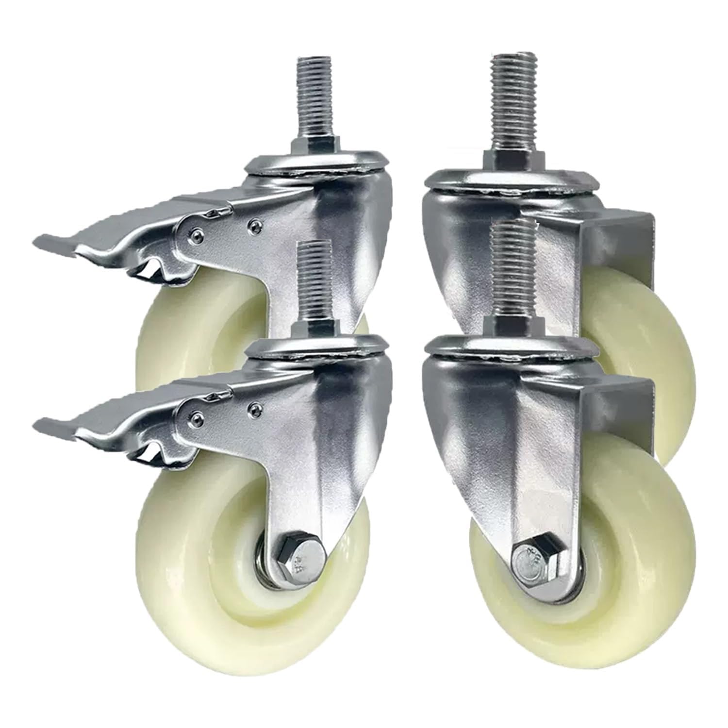 Ruote Piroettanti in Nylon Resistenti con Bloccaggio, Confezione da 4 Ruote Girevoli con Perno Filettato M20, Ruote Antiscivolo Industriali per Banchi da Lavoro, Mobili E M20*60 125mm