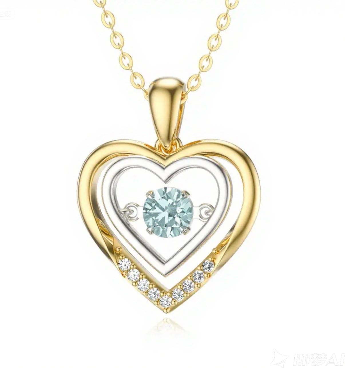 SISGEM 14k Gold Birthstone Heart Pendant Necklace for Women, Birthday Jewelry Gifts for Her (16+2 Inches 14k Gold Chain)
