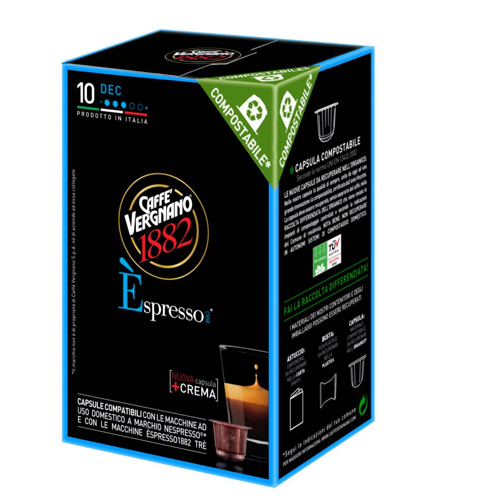 Caffè Vergnano 1882 Èspresso Capsule Caffè Compatibili Nespresso, Decaffeinato - 12 confezioni da 10 capsule (totale 120)