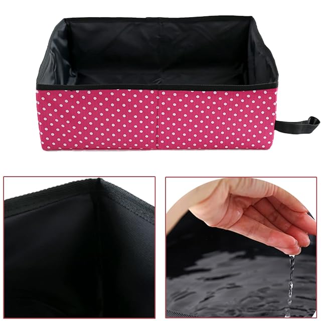 Foto 2 de 7 de Caja de Arena para Gatos de Viaje Plegable, Arenero de Viaje para Gatos Portátil, Impermeable