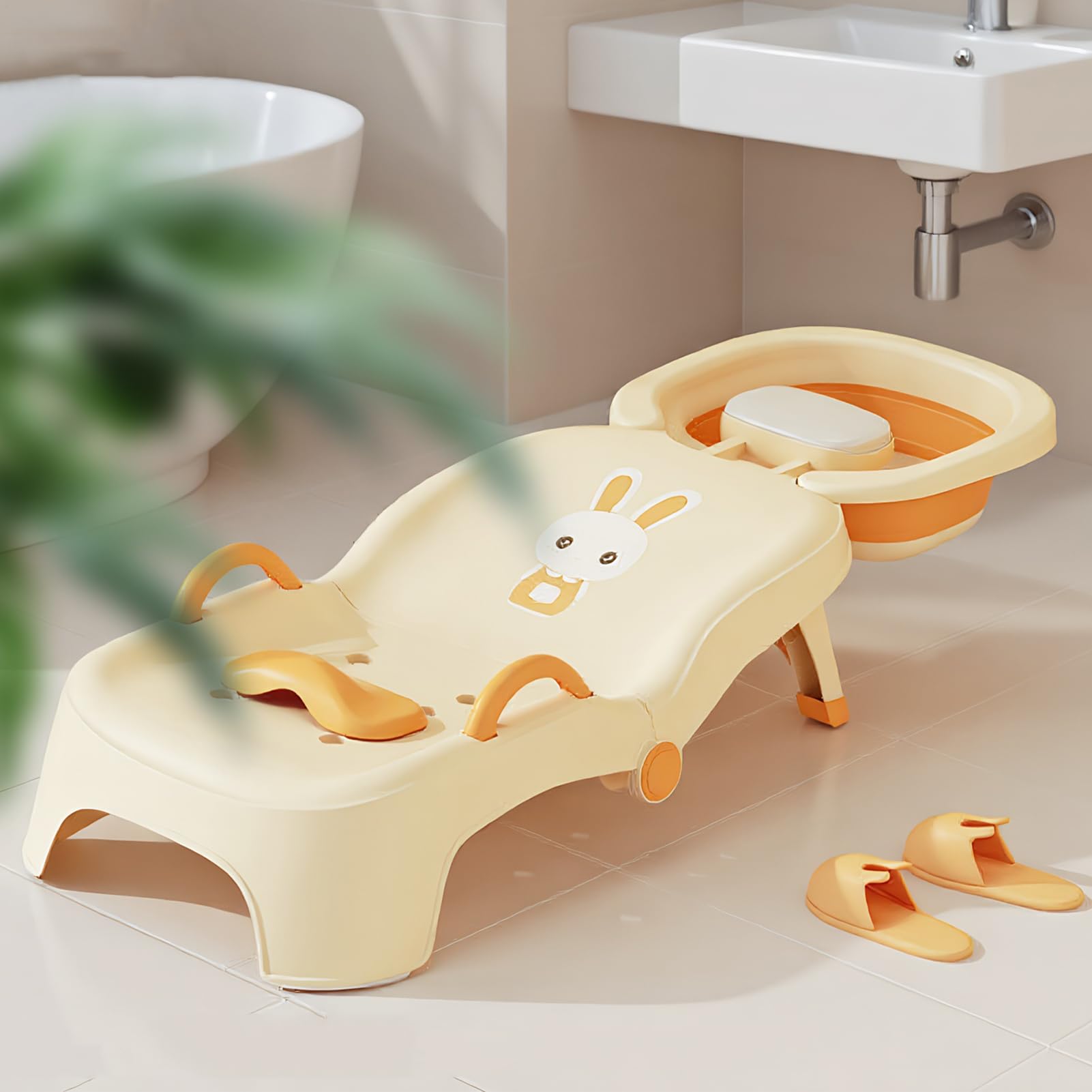 Silla De Champú Asiento Reclinable Infantil para Champú con Cabezal | Sillón Plegable Para Champú Infantil 0-10 Años Hogar Baño Ducha Niñas Niños
