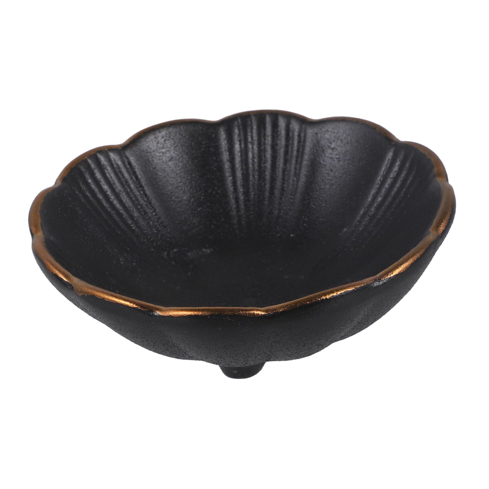 KICHOUSE 1pc Ceramic Saucer Black Plates Serving Utensils Dinnerware Cutlery Seasoning Bowl Fruit Salad Bowls Snack Serving Dish Appetizer Plates Mini Tray Sauce Dipping Dish Ceramics