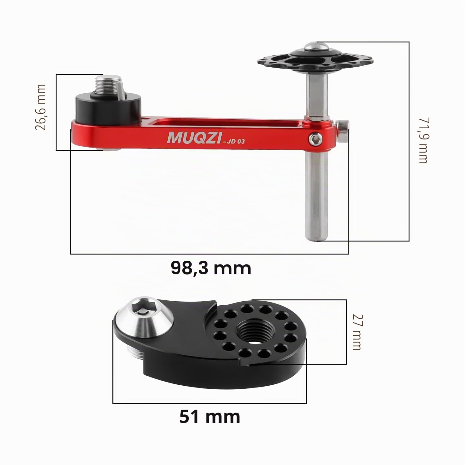 Tendeur de chaîne de vélo à une vitesse unique en alliage d'aluminium réglable pour VTT, vélo de route, vélo, rouge