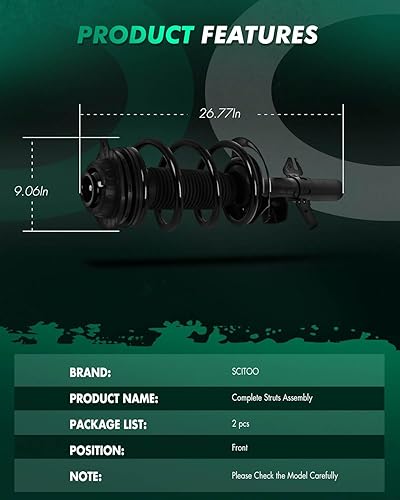 Vista 375 de SCITOO Puntales delanteros completos de resorte para Mercedes-Benz C230 08-09, para Mercedes-Benz C250 10-11, Mercedes-Benz C300 08-11