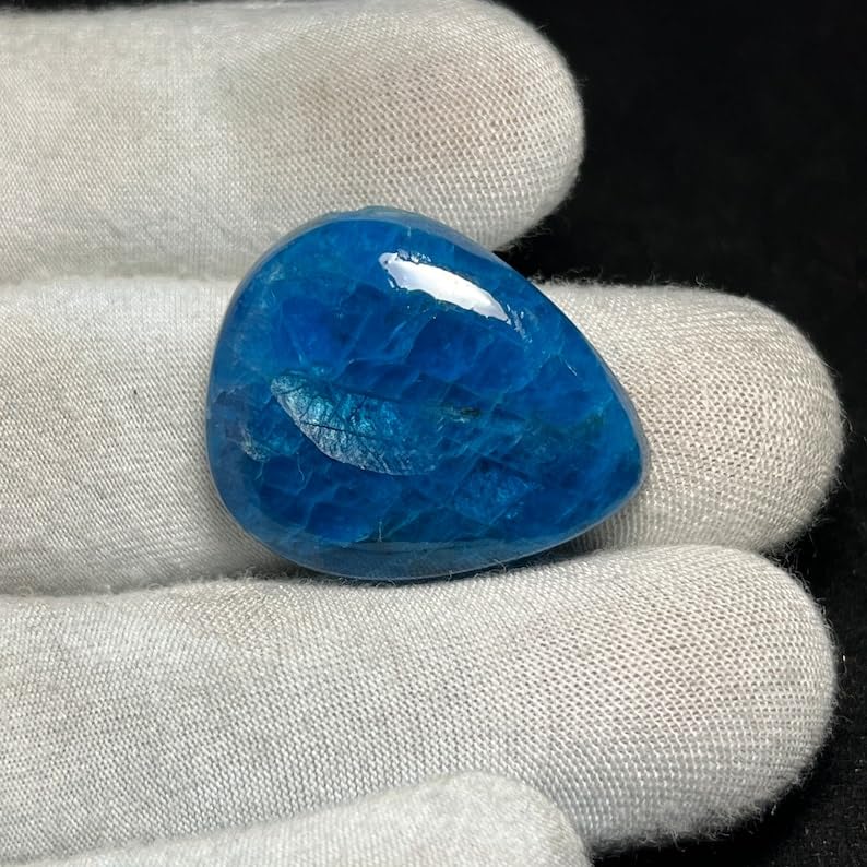 Gemme apatite bleue poire pour remplacer une pierre de bague cassée - 5