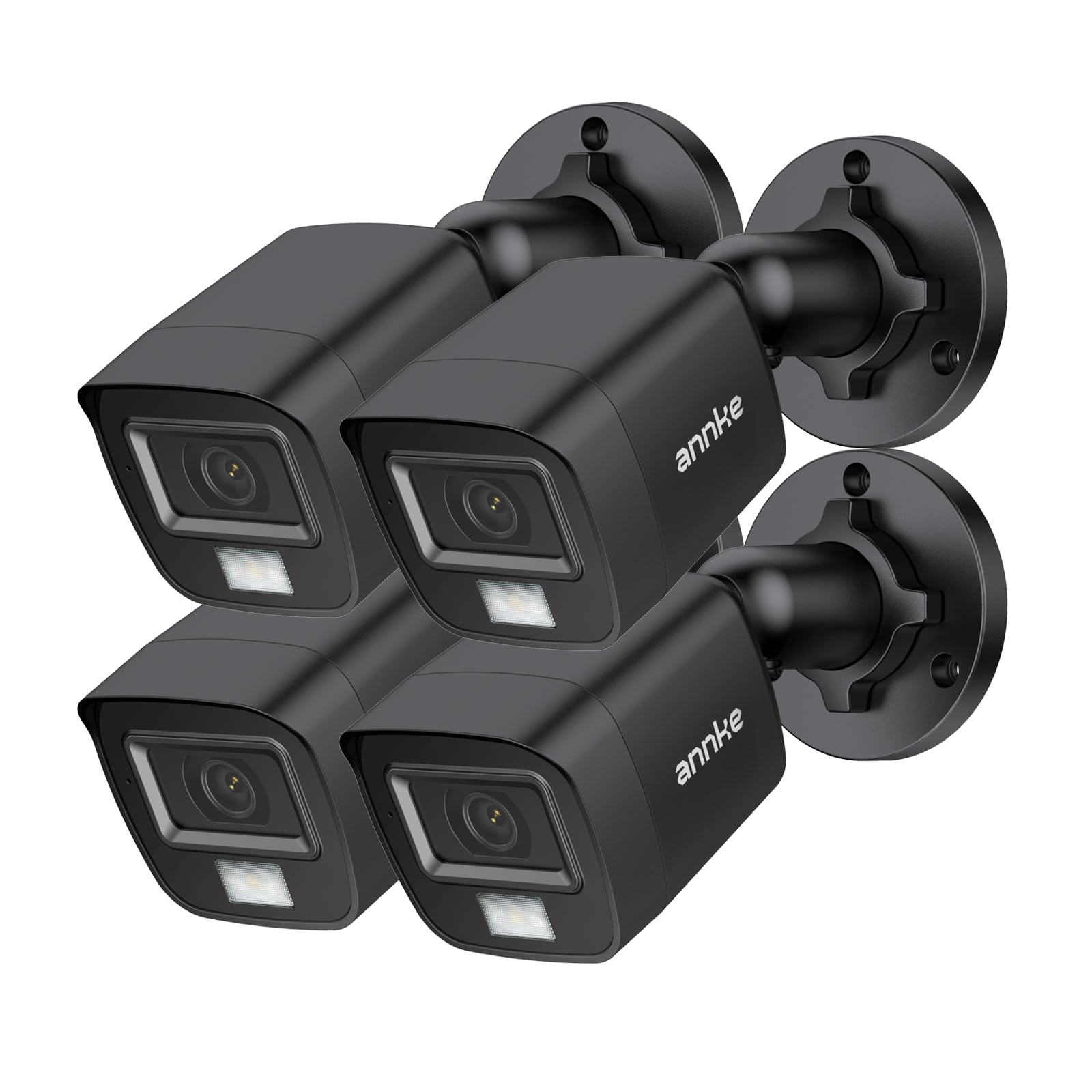 ANNKE 4 X 1080P HD telecamera di sorveglianza esterna cablata, IP67, resistente alle intemperie, analogica per interni ed esterni, doppia illuminazione intelligente per visione notturna a colori