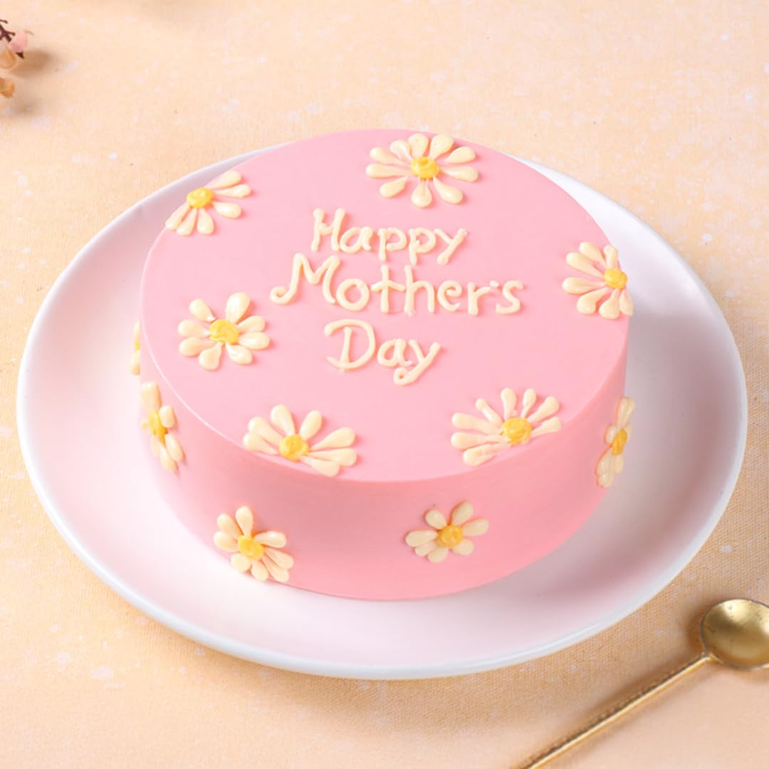 FlowerAura Delicious Fresh 1Kg Eggless Daisy Canvas Strawberry Cake For Birthday Gift & Mothers Day Cake For Mom | Mother | Maa | Mother-In-Law | Amma (Same Day Delivery)-picture-13