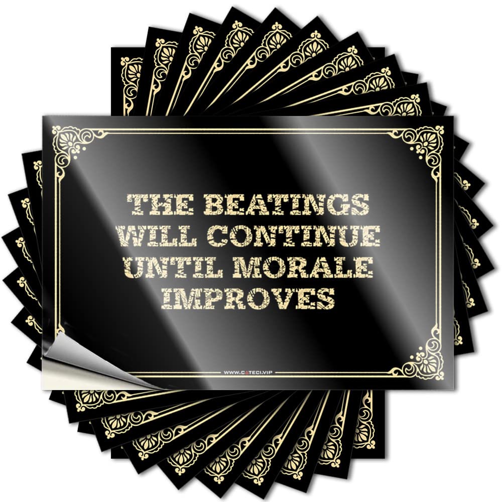 Fzfn Colour Funny Office Decor Stickers Cover | The Beatings Will Continue Until Morale Improves Great Gamer Sticker Pack(8X12cm)