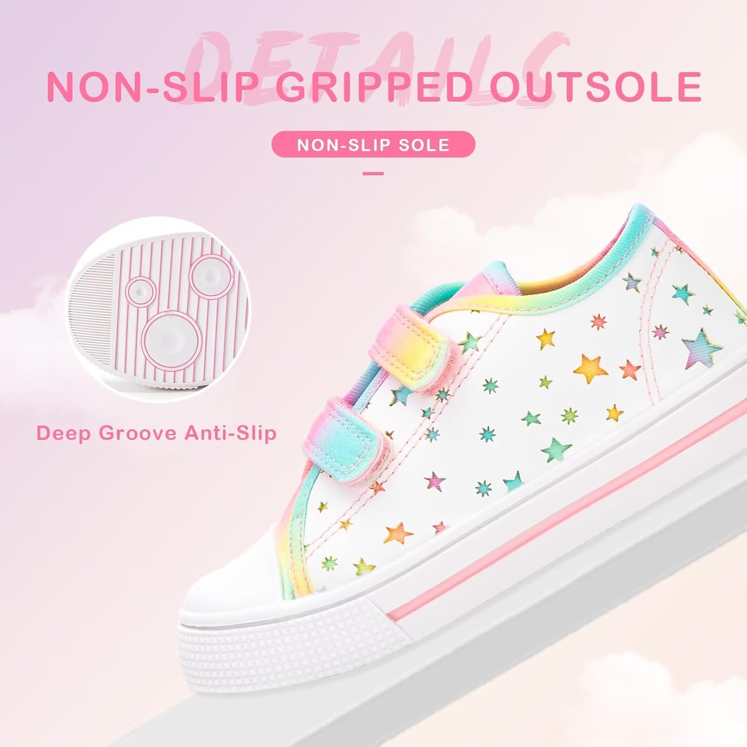 EUXTERPA Kids Toddler Sneakers Boys Girls Canvas Shoes Walking Sneaker with Easy Fasten Strap - Image 5