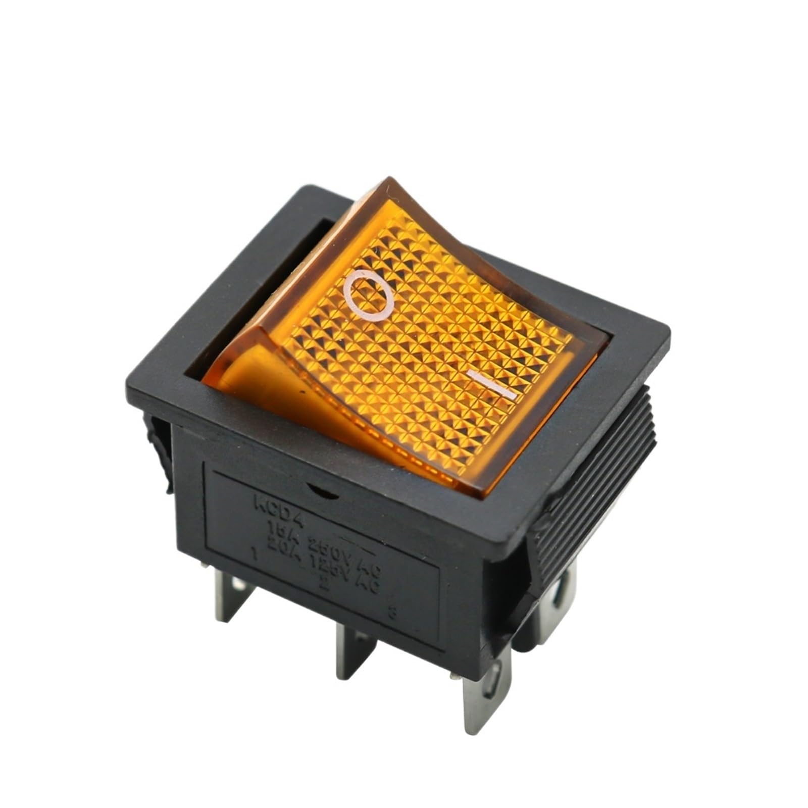 IDGTTLDF Latching Rocker Switch Power Switch I/O 4 Pins with Light 16A 250VAC 20A 125VAC KCD4 DPST Red Yellow Green Blue Black Boat(Yellow)