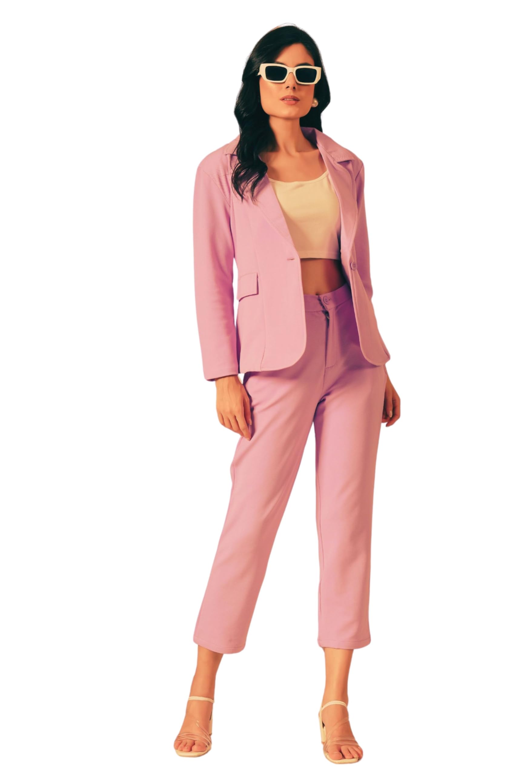 euphoria wardrobe Women's Cotton Blend Printed Blazer Pant and Camisole Set | 3-Piece Formal & Casual Office Wear Suit | Stylish Western Outfit for Business, Party & Daily Use-picture-27