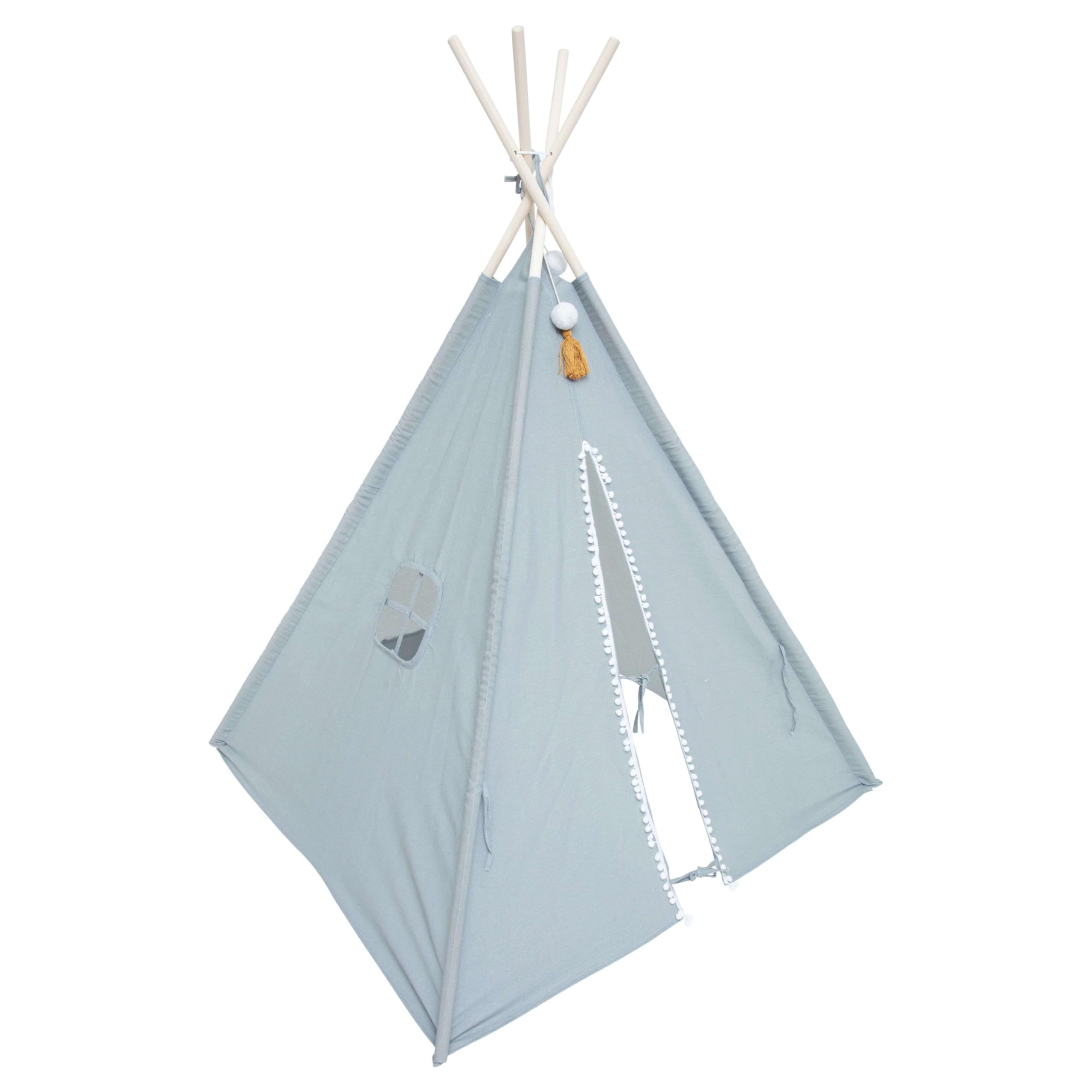 Miroytengo Tipi Infantil Wapi Azul 120 cm - Enrollable y portátil, en Poliéster y Algodón Tienda Campaña Infantil