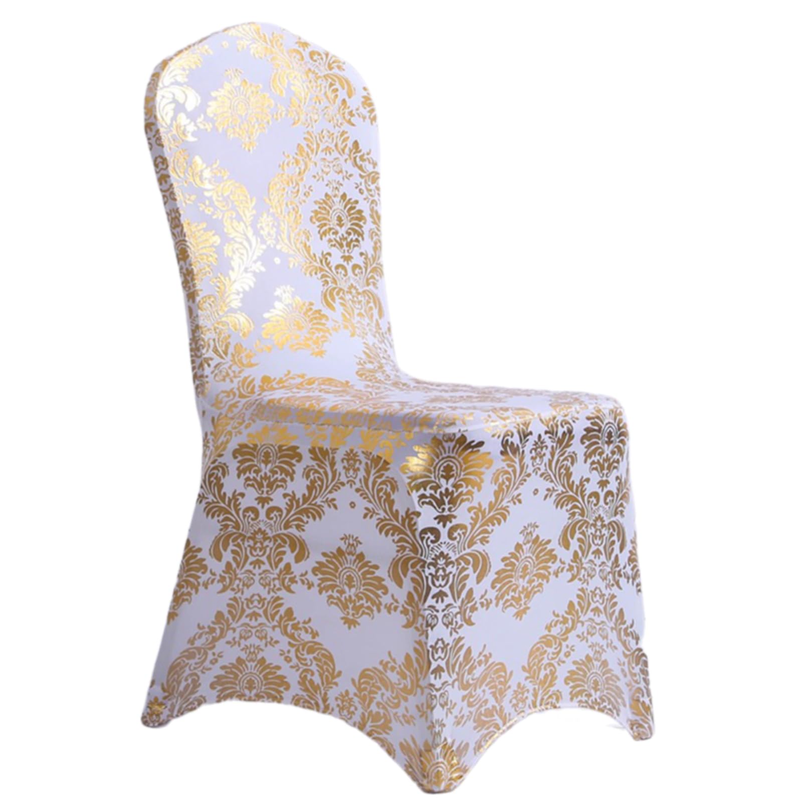 Tsophreniq Chair Cover Gold Stamped Stretch Chair Slipcovers for Most Chairs for Christmas Holiday and Wedding Dining Decoration Santa Hat Decoration