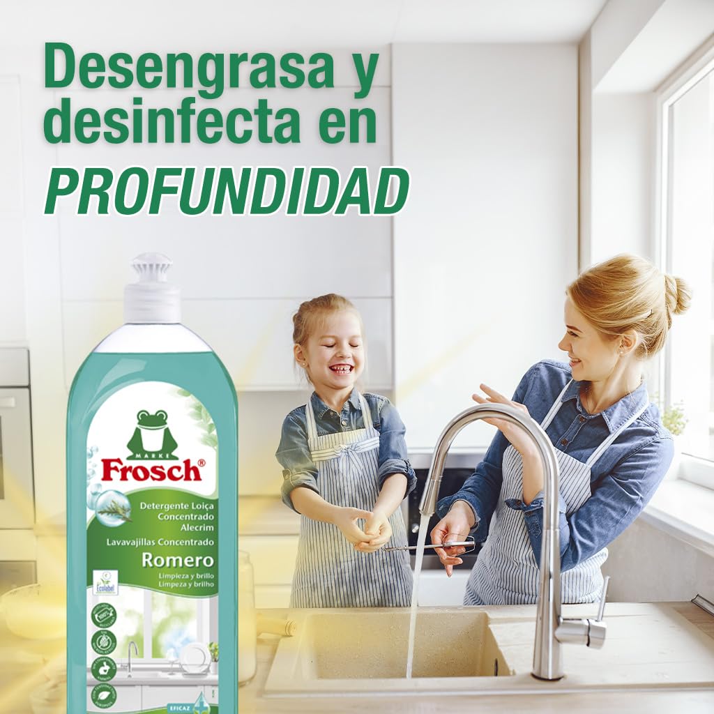 Frosch - Handspüler, Flüssigkonzentrat, ökologisch, Rosmarin, effektive Reinigung und Hygiene, pH-neutral - Packung mit 10 Stück x 750 ml