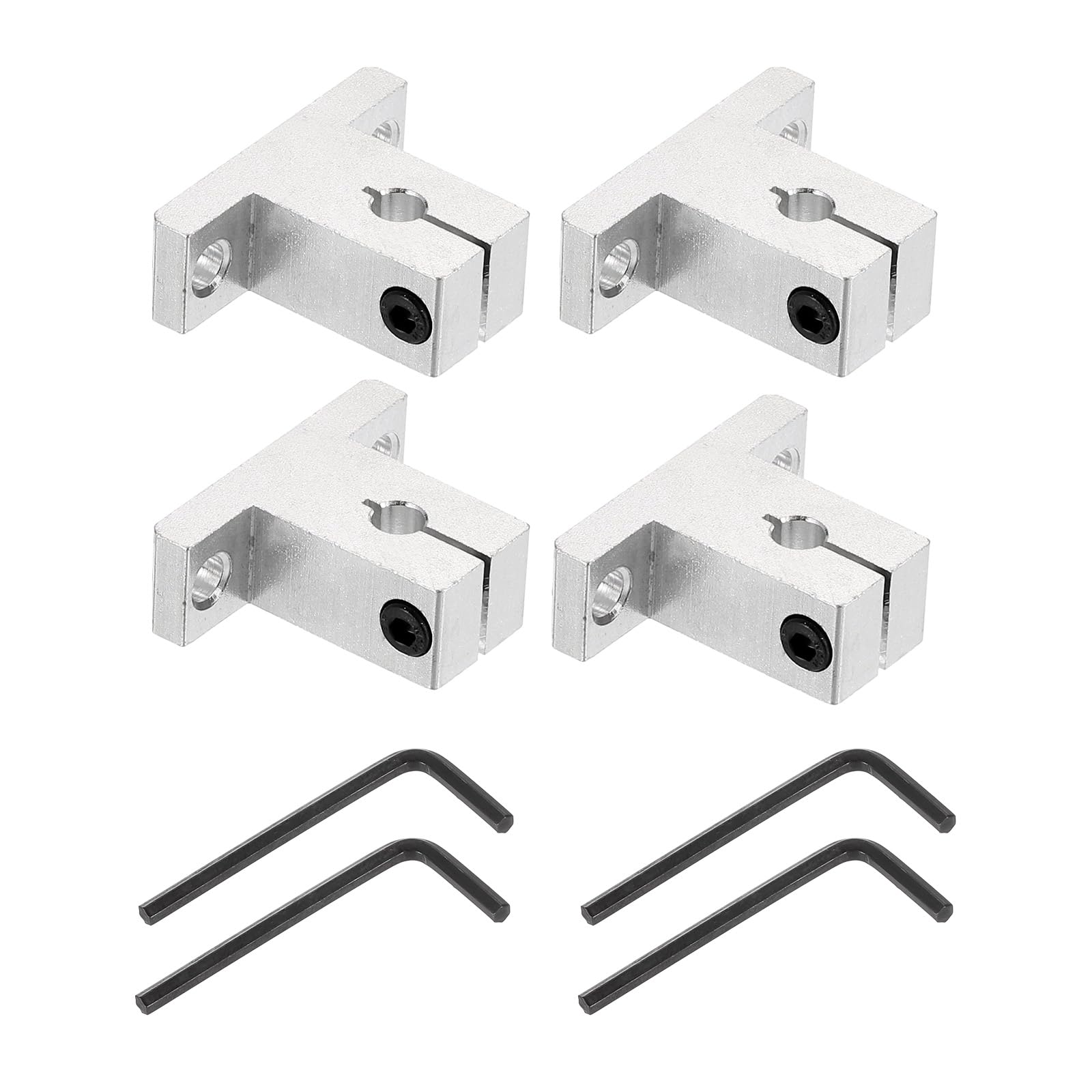 sourcing map 4pcs SK6 Aluminum Linear Rod Rail Shaft Support for 6mm Diameter Shaft, Linear Motion Rail Guides Mounting Bracket for CNC Machine, 3D Printer, Automation Equipment, Silver Tone