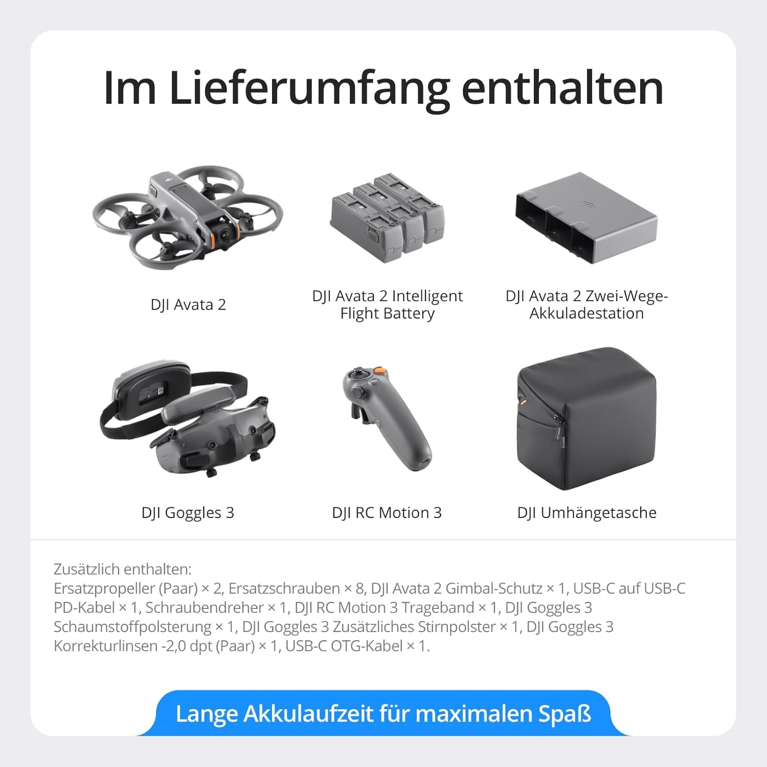 DJI Avata 2 Fly More Combo (3 batterie), Drone FPV con fotocamera 4K, Acrobazie con una sola pressione, Paraeliche integrati, Drone con fotocamera con Goggles 3 e RC Motion 3‌‌‌