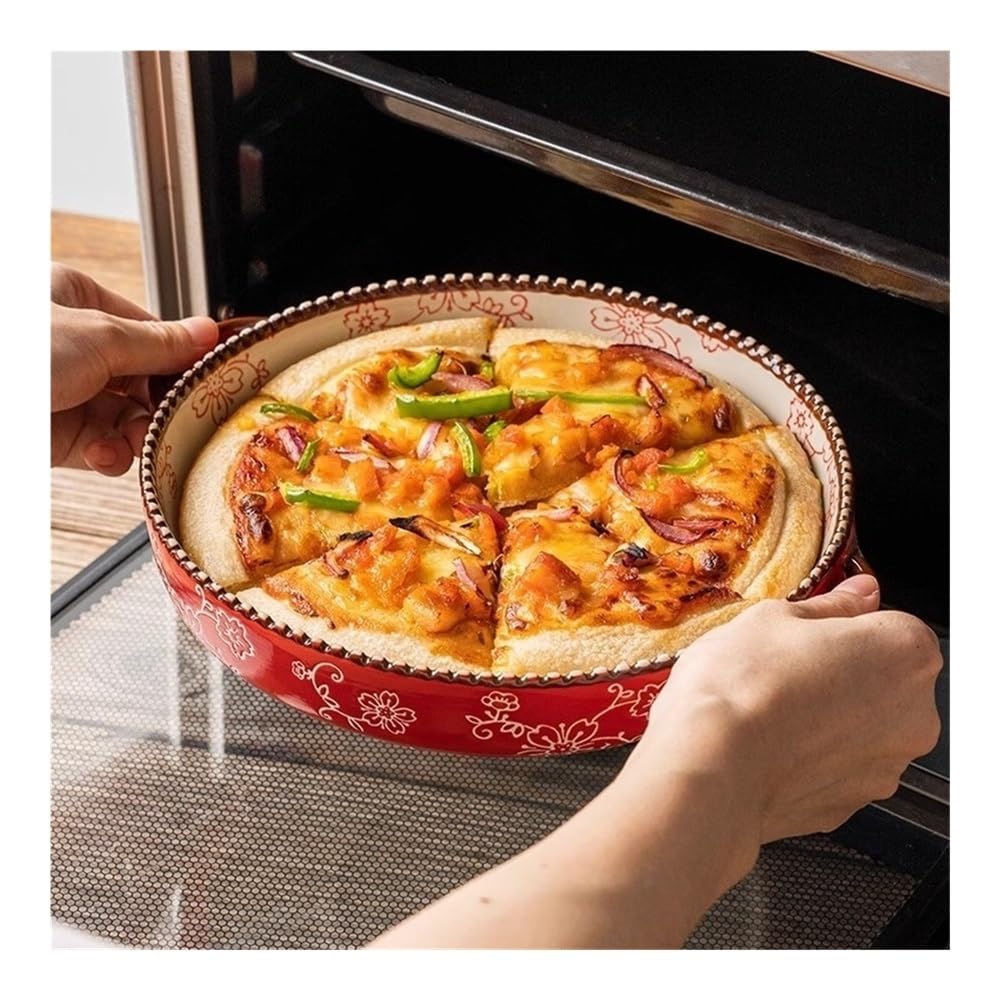 Naczynia do pieczenia Podwójna ceramiczna blacha do pieczenia pizzy, kolor podszkliwny, odporna na wysokie temperatury, wielofunkcyjna(Green)
