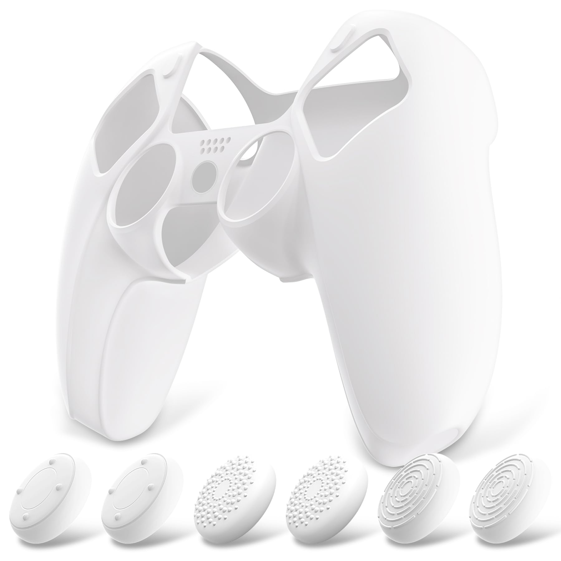 PlayVital Funda de Silicona para ps5 Mando - Cubierta Protectora Antideslizante y Suave con 6 Tapas para Pulgar, Grip Mejorado, Compatible con Base de Carga (Pure Series-Grieta Energía) — view 28