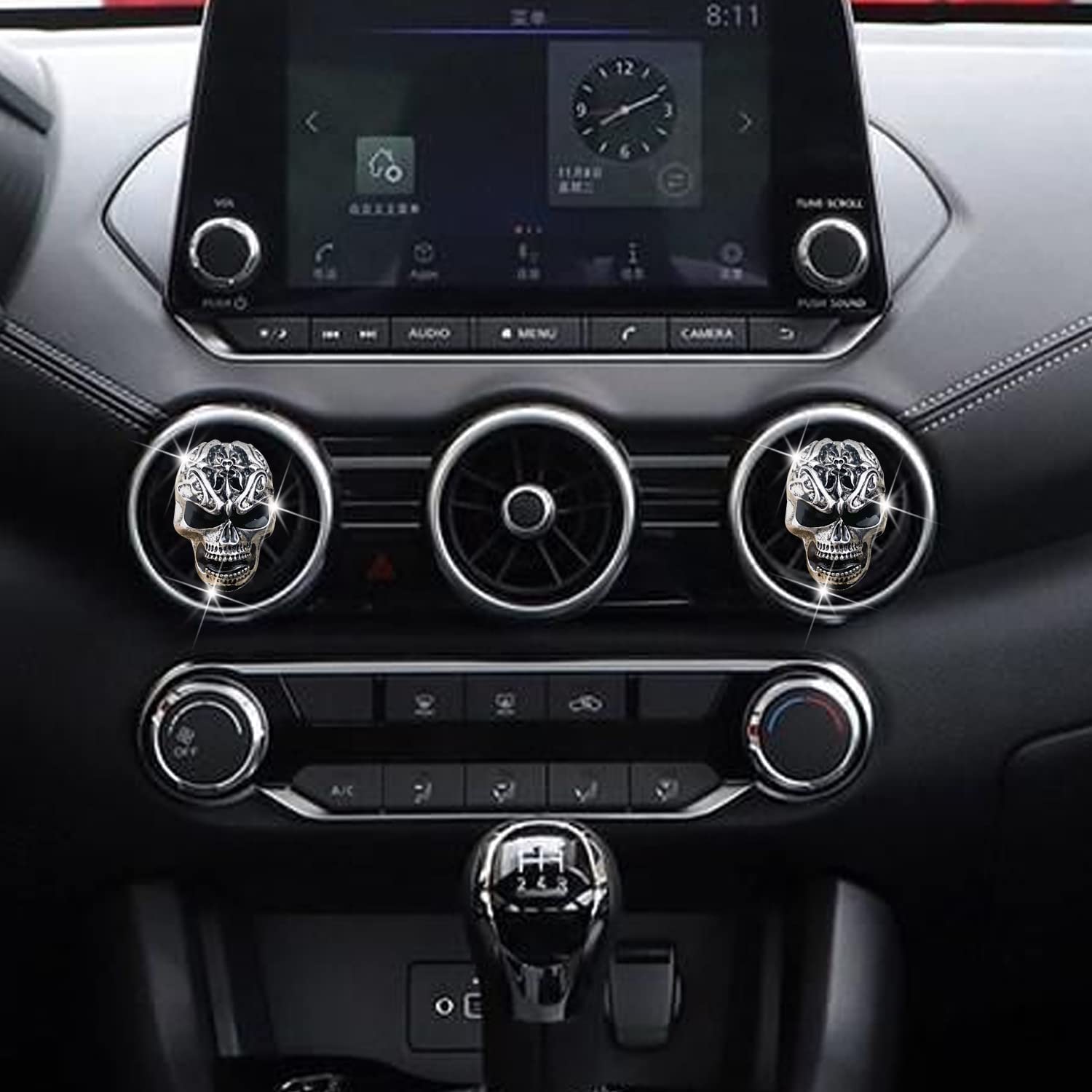 2 Pcs Cute Skull Vent Clips, Skull Head Car Air Fresheners, Car Interior Decor