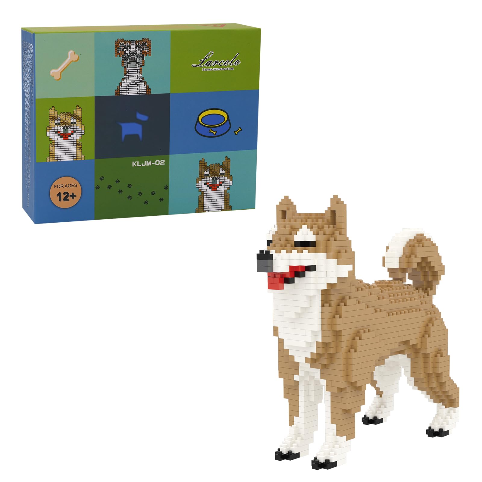 Larcele Micro Dog Building Blocks Mini Pet Building Toy Bricks, 814 Pieces KLJM-02(Male Shiba Inu), Small