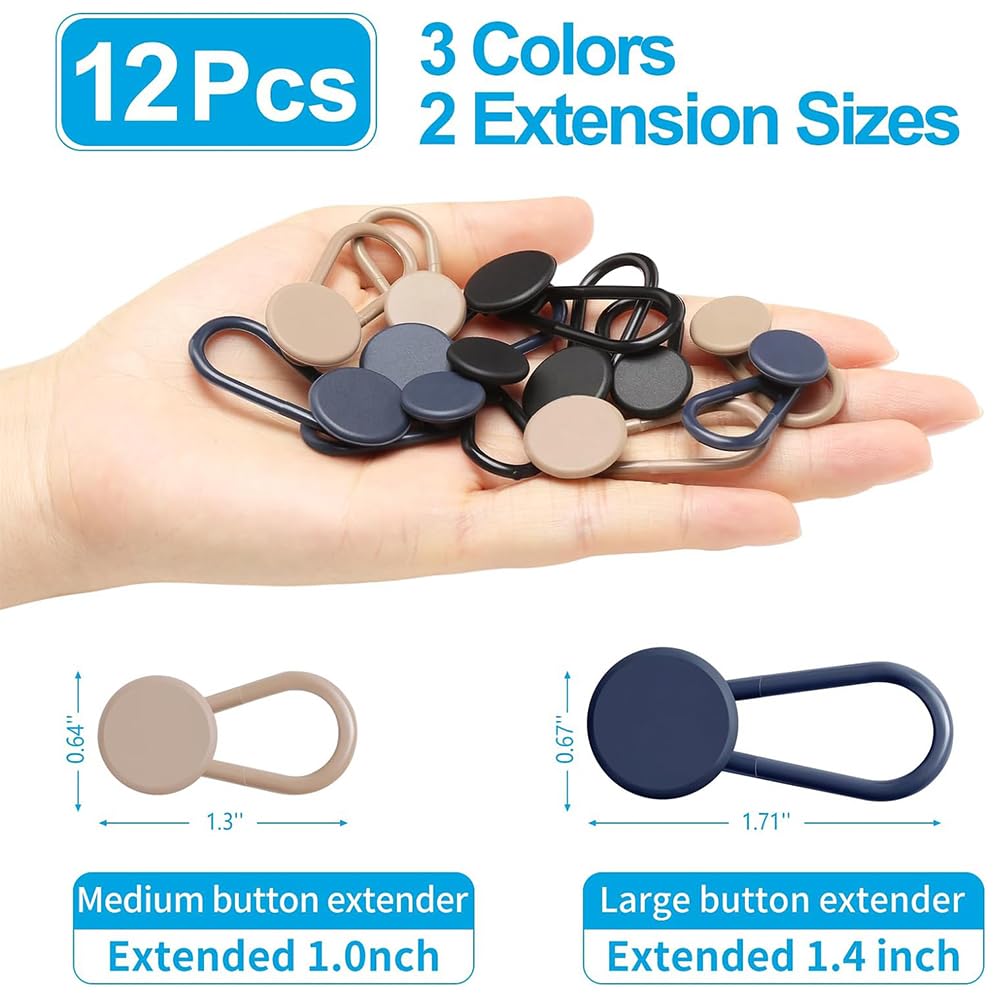 12 Pezzi Estensori Per Bottoni Pantaloni - Elastici Per Jeans, Gonne, Gravidanza - Foto 3