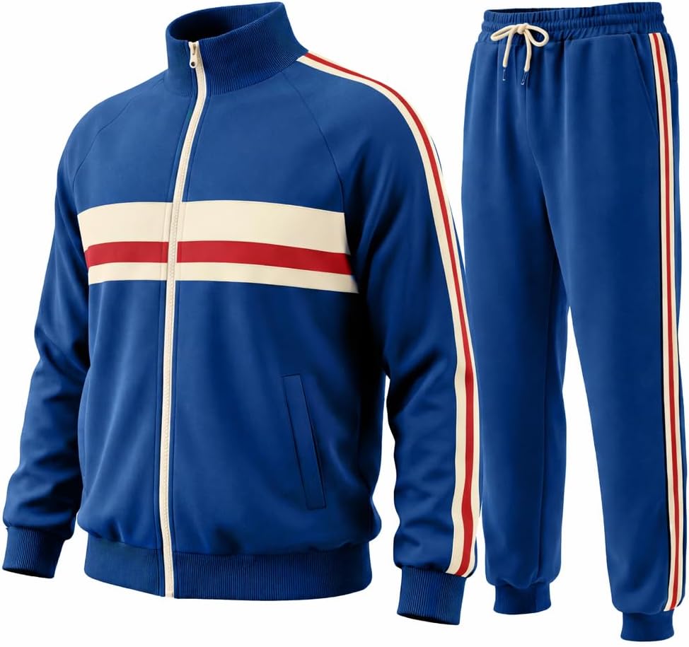 Mens Track Suit 2 Piece Long Sleeve Sweatsuit for Men Casual Full Zip Outfits Jogging Suit Jacket Pants Set