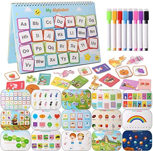 Dinhon Busy Book Preschool Learning Activities Latest 30 Themed - Workbooks Activity Binders Travel Toys for Toddlers, Autism Learning Materials and Tracing Coloring Books Montessori Toys for Age 3 +