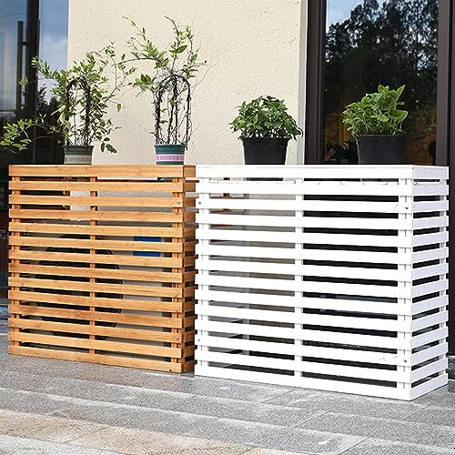 Cubierta de madera maciza para aire acondicionado con diseño de lamas premium 2