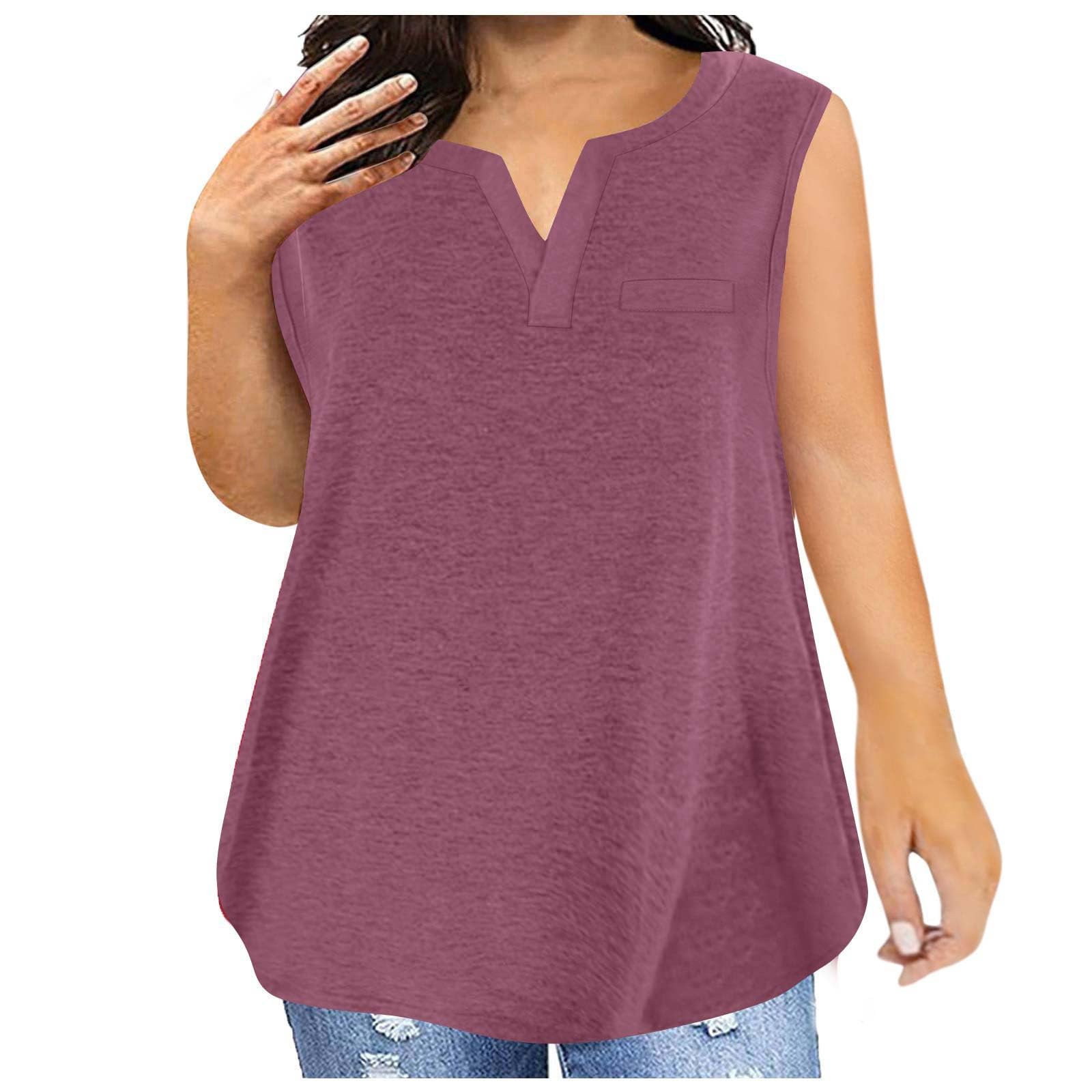 HAOLEI Camiseta Tirantes Mujer,Tallas Grandes Chaleco Mujer con Cuello en Redondo Moda Color Solido Camiseta Mujer Sin Manga en Distintos Colores Holgada Camisetas Mujer Verano Fresca Top Mujer