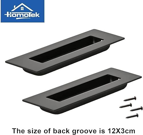 Miniatura 7 de HOMOTEK Paquete de 4 tiradores de puerta corrediza empotrados de 5.91 pulgadas para puertas corredizas de granero, cajón de gabinete, tamaño pequeño