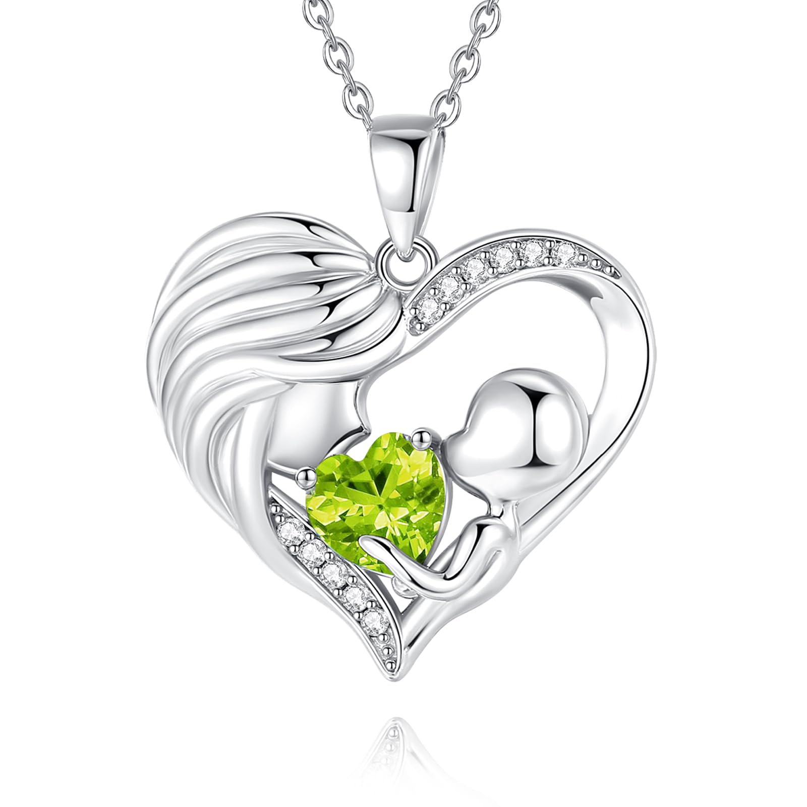 Fancimemom Birthstone Necklace Mother And Child Love Heart