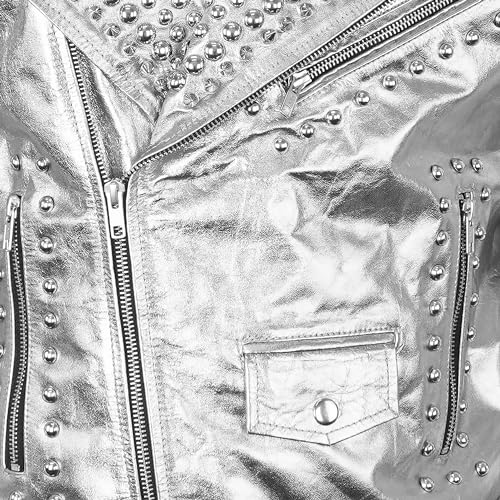 Image of Men's Studded Cowhide Leather Biker Jacket - Punk Rock Spiked Brando Coat