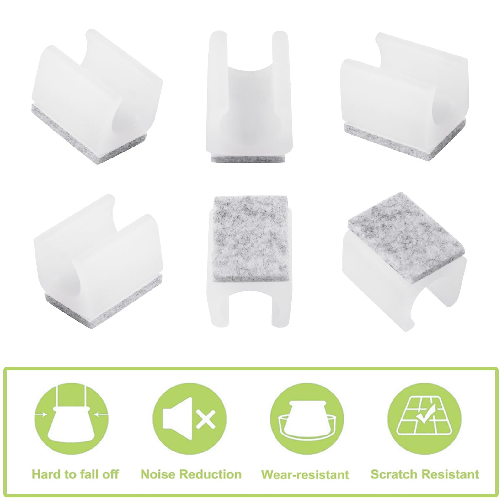 160 almohadillas de plástico para patas de silla de 15 mm, protectores de suelo con almohadillas de fieltro en forma de U, protectores de patas rectangulares antideslizantes para patas
