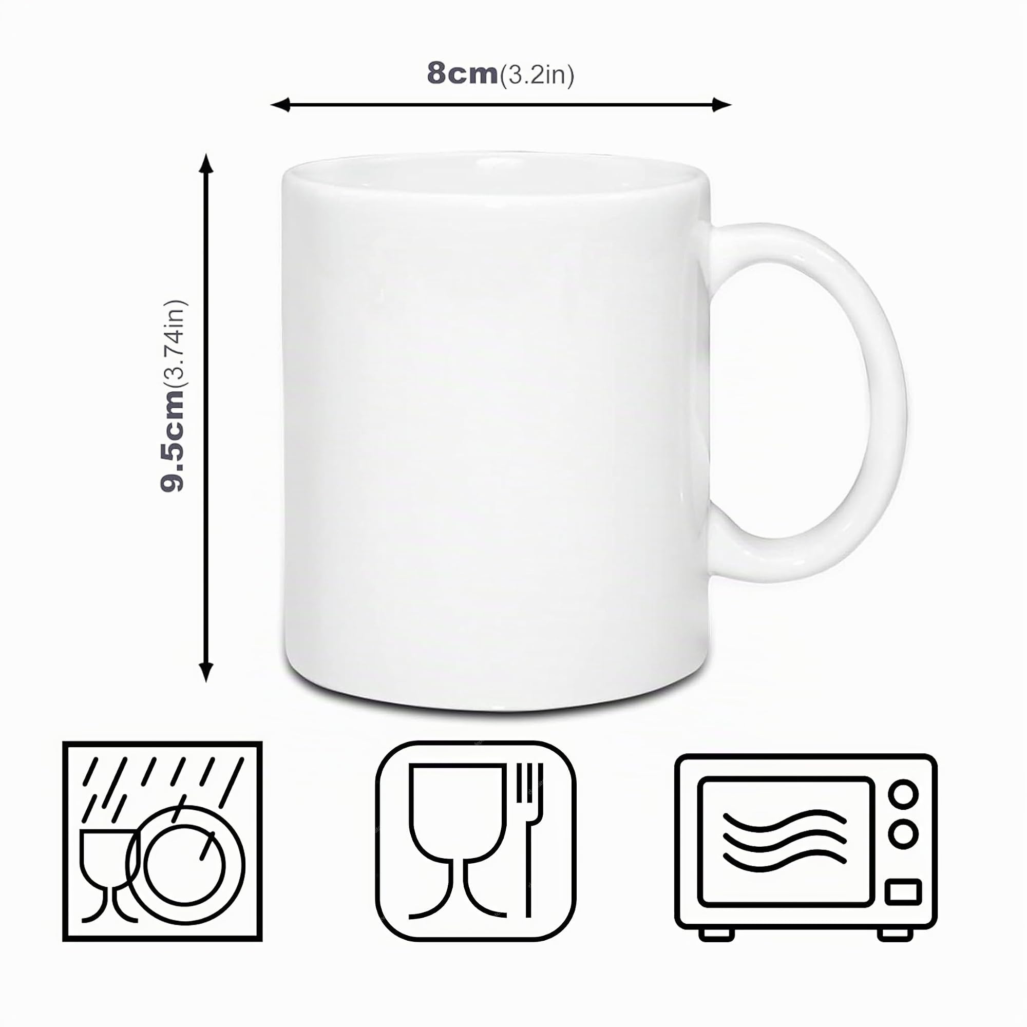 Set da 12 Tazze Bianche in Polimero per Sublimazione | 325 ml | da Personalizzare per Feste e Regali | per Caffè, Tè, Tisana, Colazione