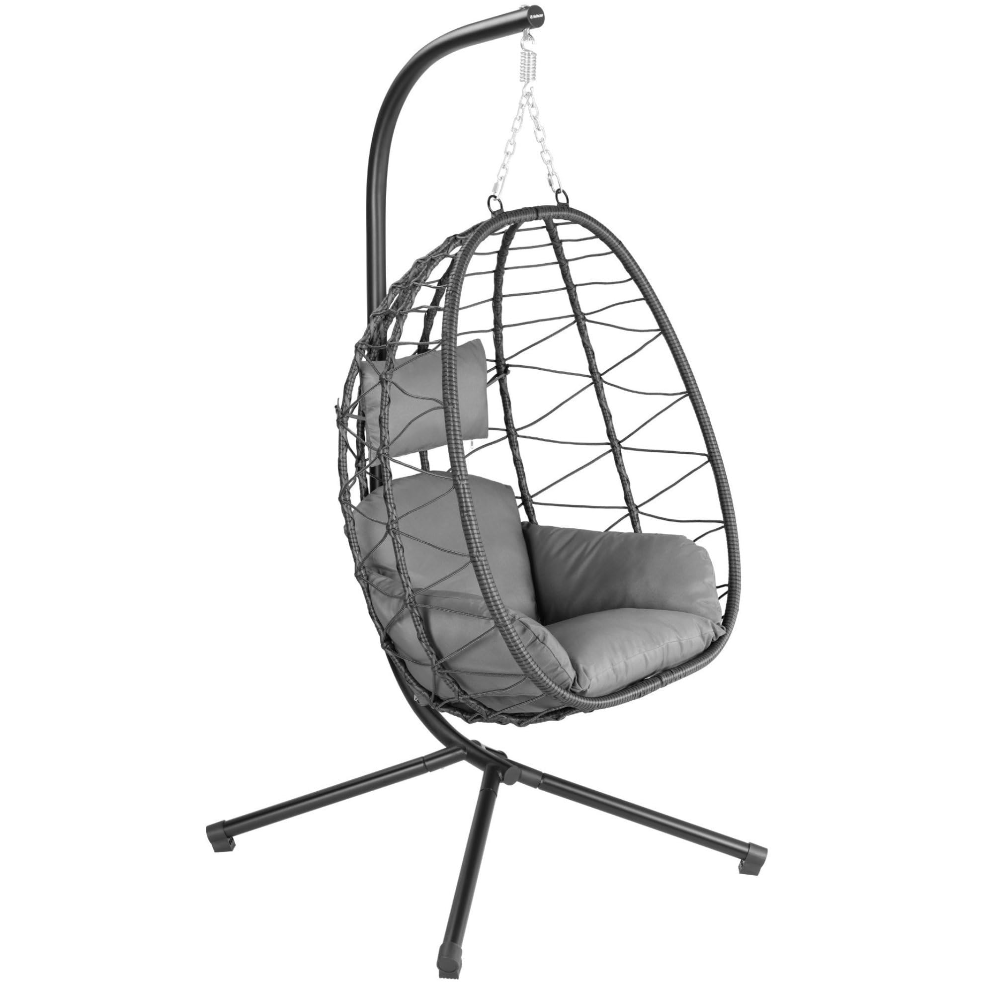 Poltrona sospesa con telaio | antracite | altalena sospesa per interni ed esterni | incl. cuscino e imbottitura | poltrona sospesa per balcone esterno altalena da giardino, sedia a dondolo