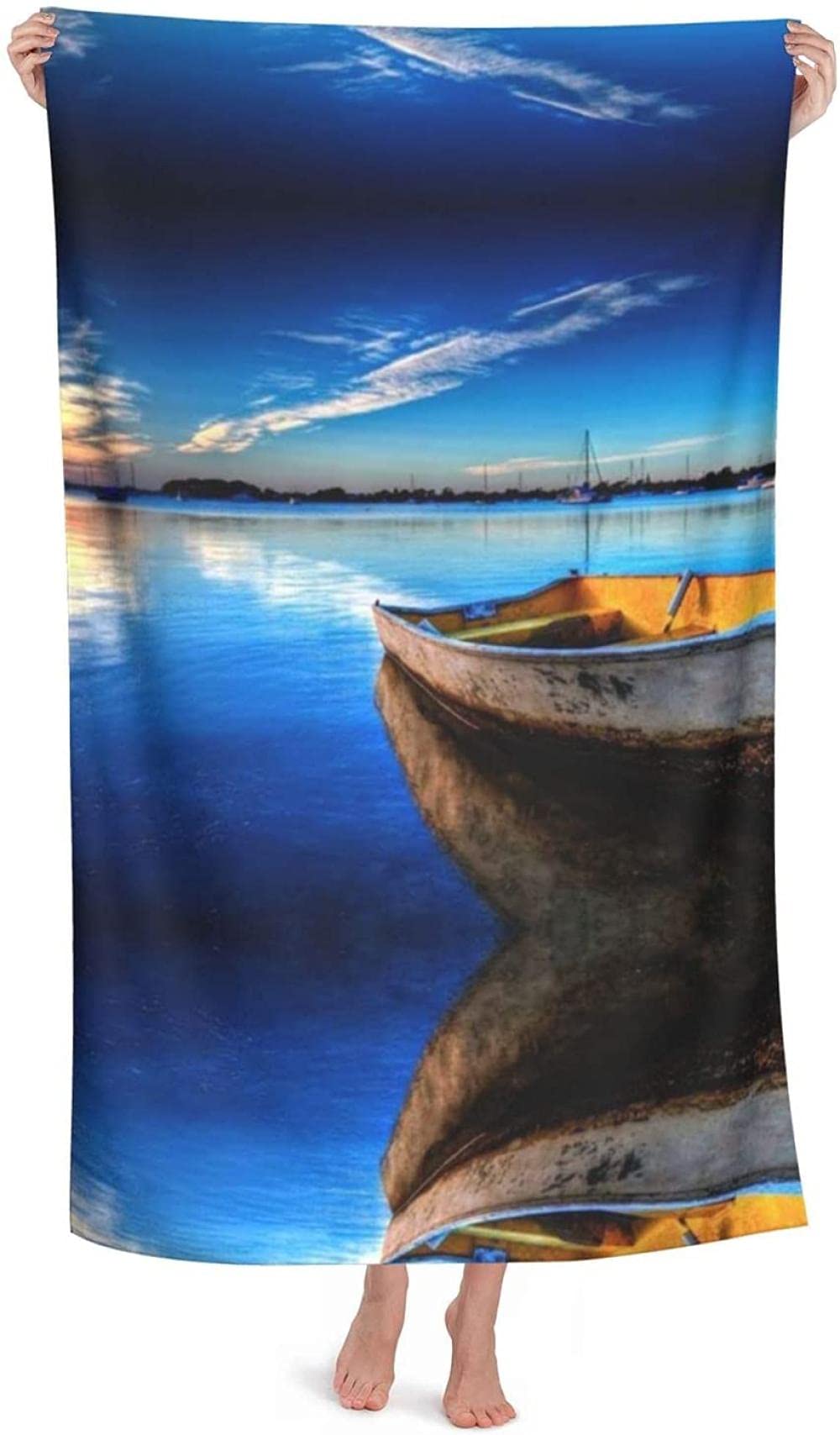 Strand Lichtblauw strandlaken landschap microvezel strandhanddoeken voor volwassenen droog snel zandvrij compacte super absorberende grote handdoek voor reizen sportschool zwemmen camping vakantie 70