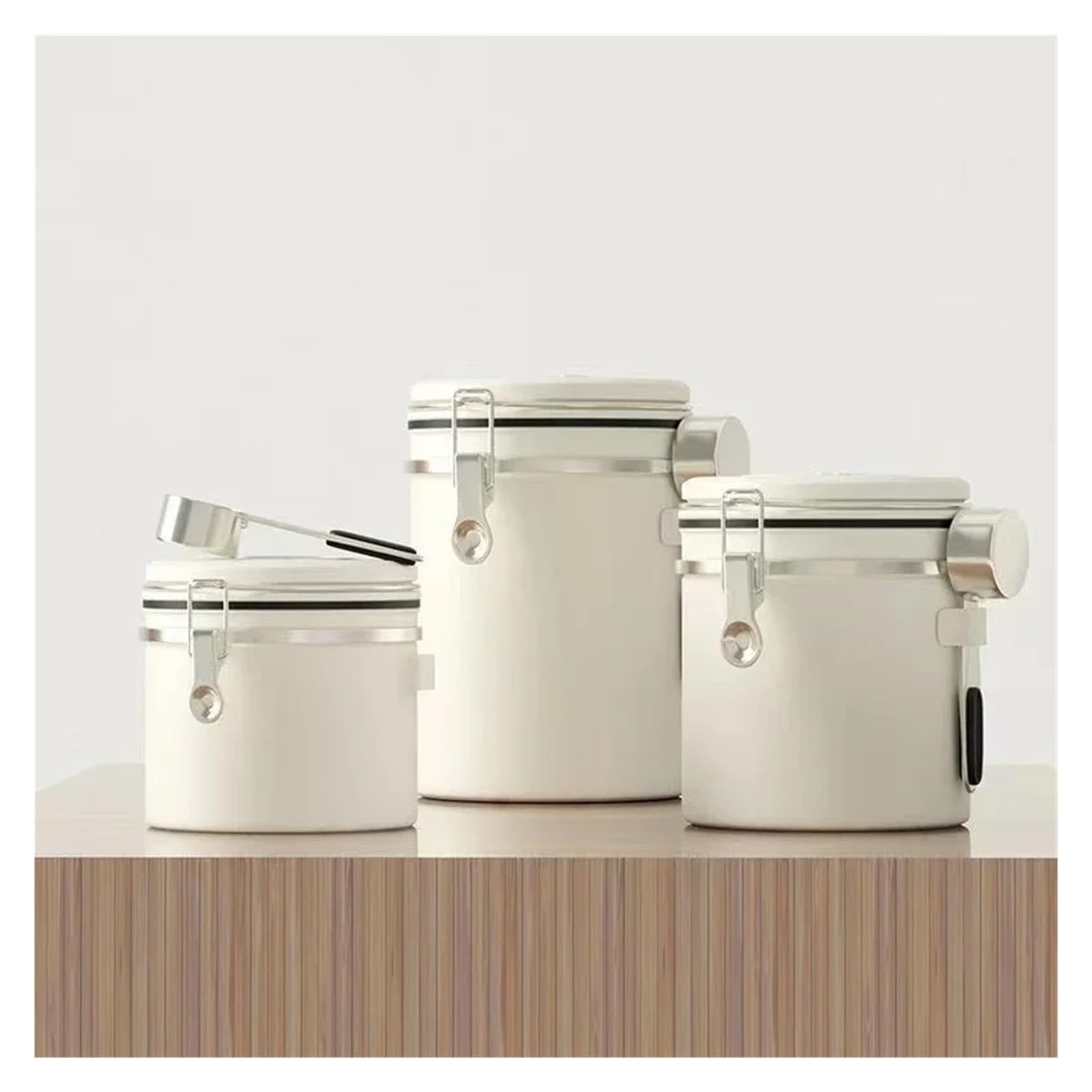 Große Kapazität Kaffeebohnen Vakuum Lagerung Edelstahl Luftdichten Behälter Getreide Tee Nuss Lagerung Jar für Kaffeebohnen, Zucker(Silver-1200ML)