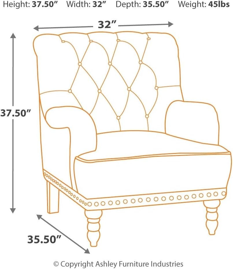 BOWERY HILL Tufted Faux Leather Accent Chair, Ivory and Taupe Finish, Polyester and Linen Fabric, Nailhead Trim, Charles of London Arms, Bun Feet, 37.25" H x 31.5" W x 35.5" D, Stylish Living Room