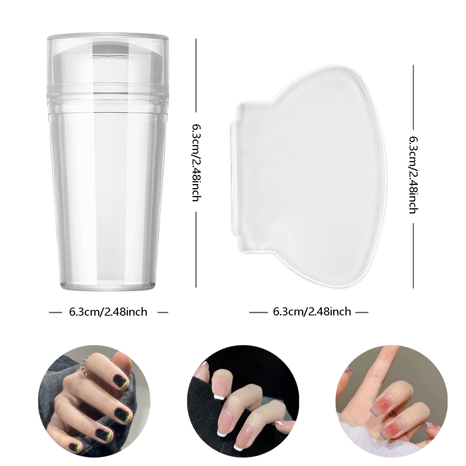 Nail Art Stamper with Scraper, Silicone Heads Nail Stamping Tool for French Smile Line Manicure
