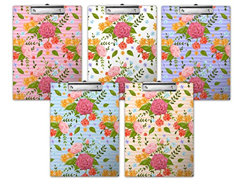 Floral Roses Printed Paperboard Clipboard 5pk Multi Colorful Clipboards