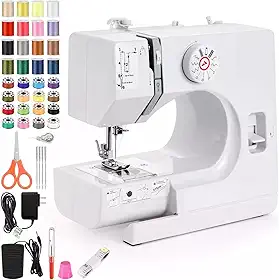 Mini máquina de costura,máquina de costura elétrica portátil para iniciantes,velocidade dupla de 12 pontos com pedal e kit de costura de 42 peças,fácil de usar,110V-220V