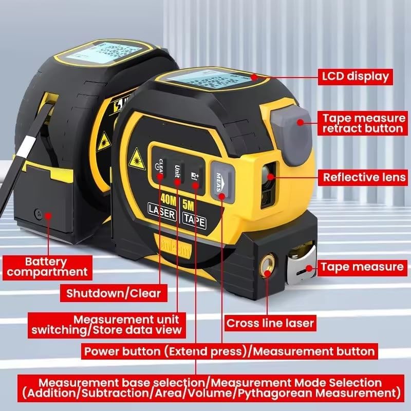 BUYOHLIC 3-in-1 Laser Tape Measure 196 Ft Rechargeable Laser - Image 3