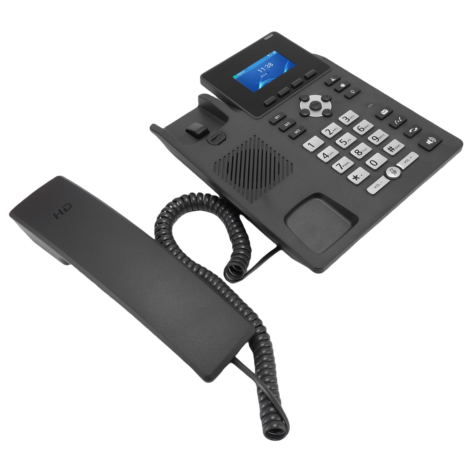 Ejoyous Telefon Biurowy IP z Kablem, 2,4-calowy Kolorowy Wyświetlacz LCD, 2 Linie SIP