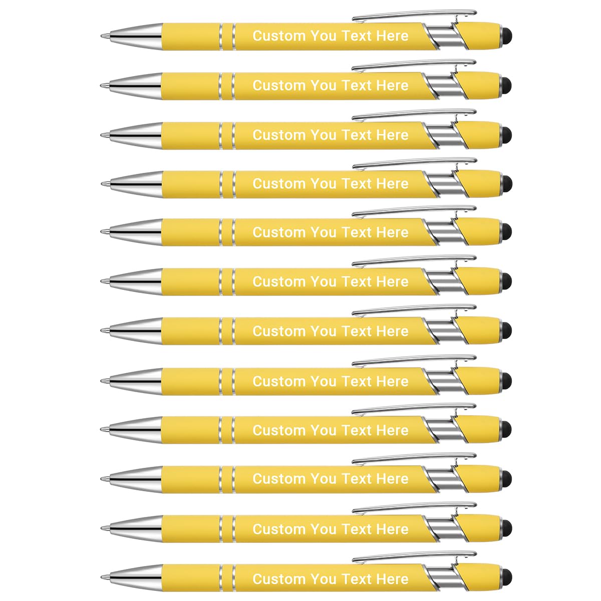 Zoonnis 72 Pcs Personalized Ballpoint Pens with Stylus Tips for Business Personalised Engraved Pen In Bulk for Women Men with Name Text Customised Pen Writing Custom Pen With Black Ink for School