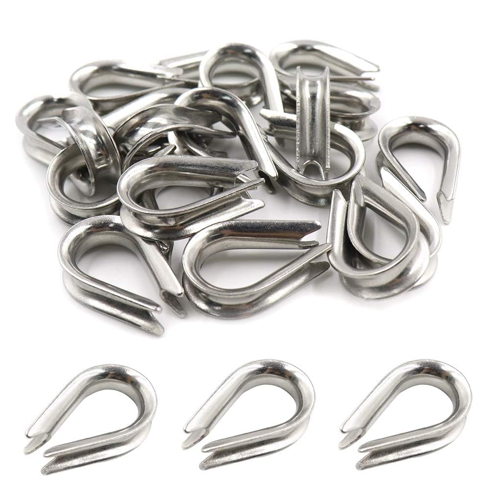 10 Pc 3/16'' Light Duty Stainless Steel 316 Marine Wire Rope Chain Thimble Boat
