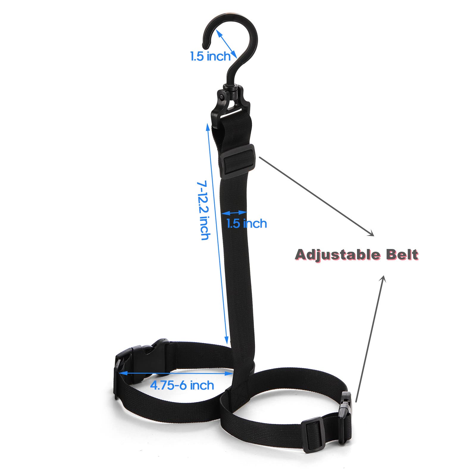 ZENFUN Lot de 4 cintres pour bottes de pêche avec sangle réglable, noir