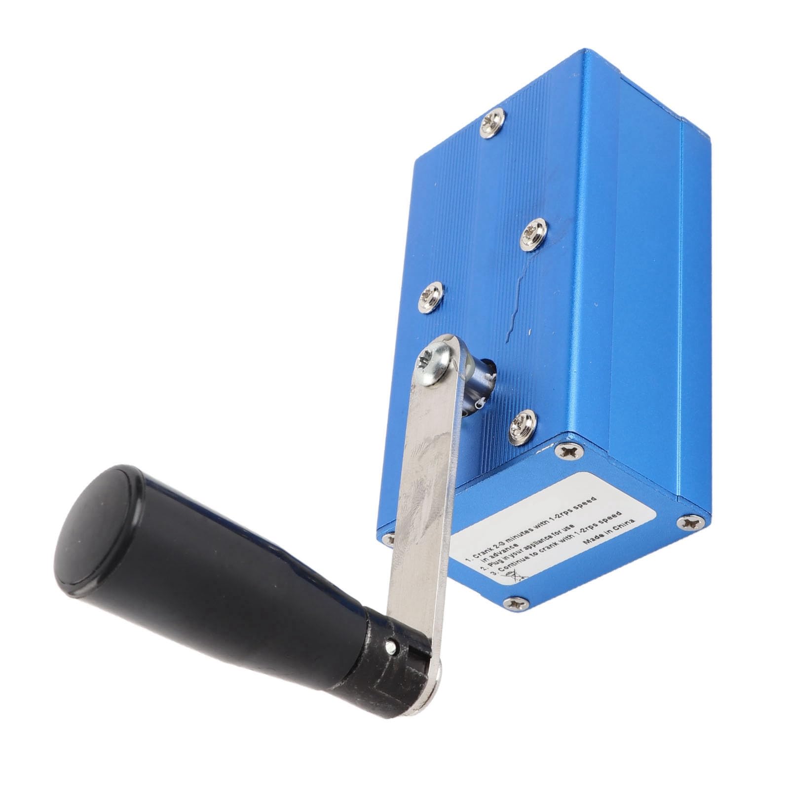 WALFRONT Handkurbelgenerator, Mobiles Ladegerät aus Aluminiumlegierung mit COB-Licht, Tragbar für Camping und Notfälle