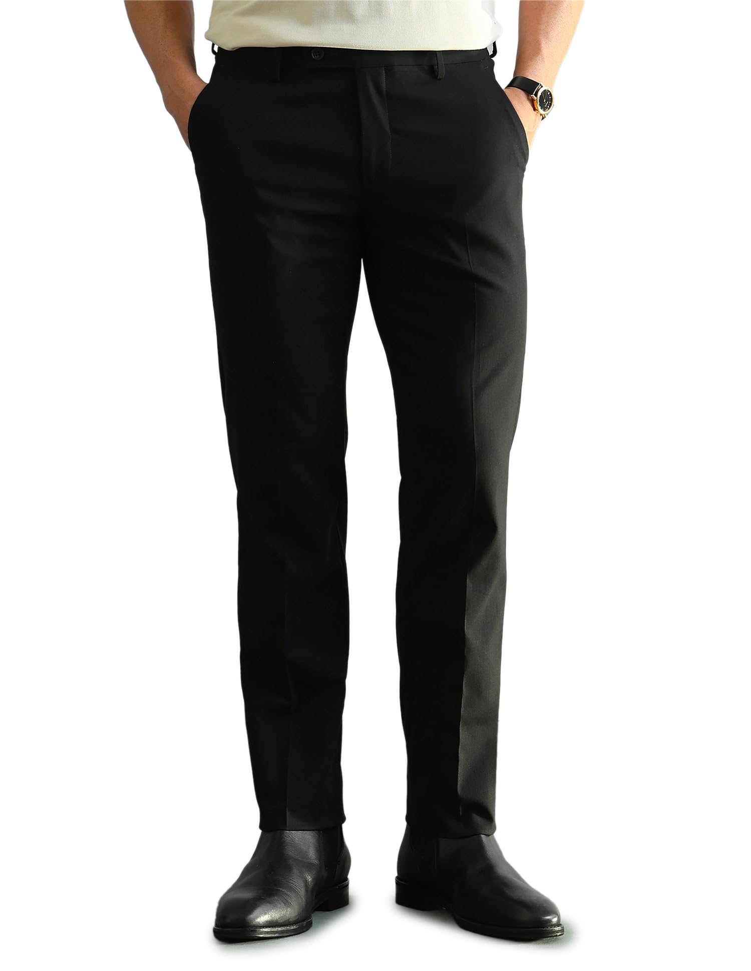 arrow Men's Solid Slim Fit Formal Trousers-picture-17