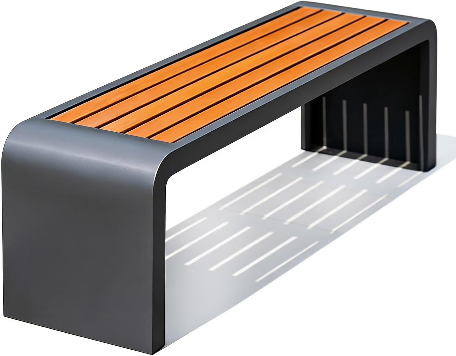 Weatherproof Metal Park Bench for Outdoor Use, 660lbs Capacity, Backless Patio Seating with Durable Steel & Plastic Wood Slats, Perfect for Yard, School, Porch - 47.24in (120cm)